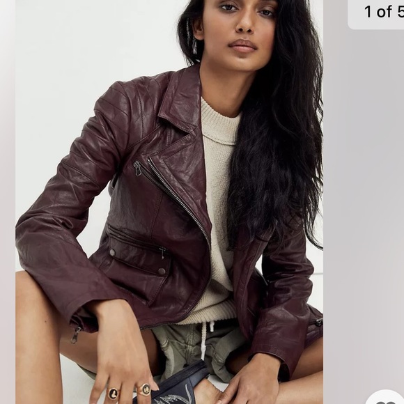Free People I’ll Be Around Leather Jacket - Picture 2 of 5